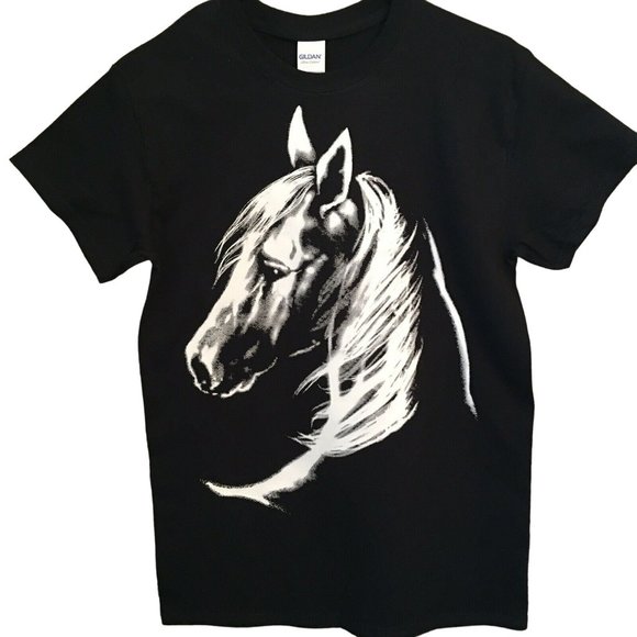 T Shirt Horse Head Profile Gildan Brand Unisex Small Black NEW NWOT More Sizes - Picture 1 of 1